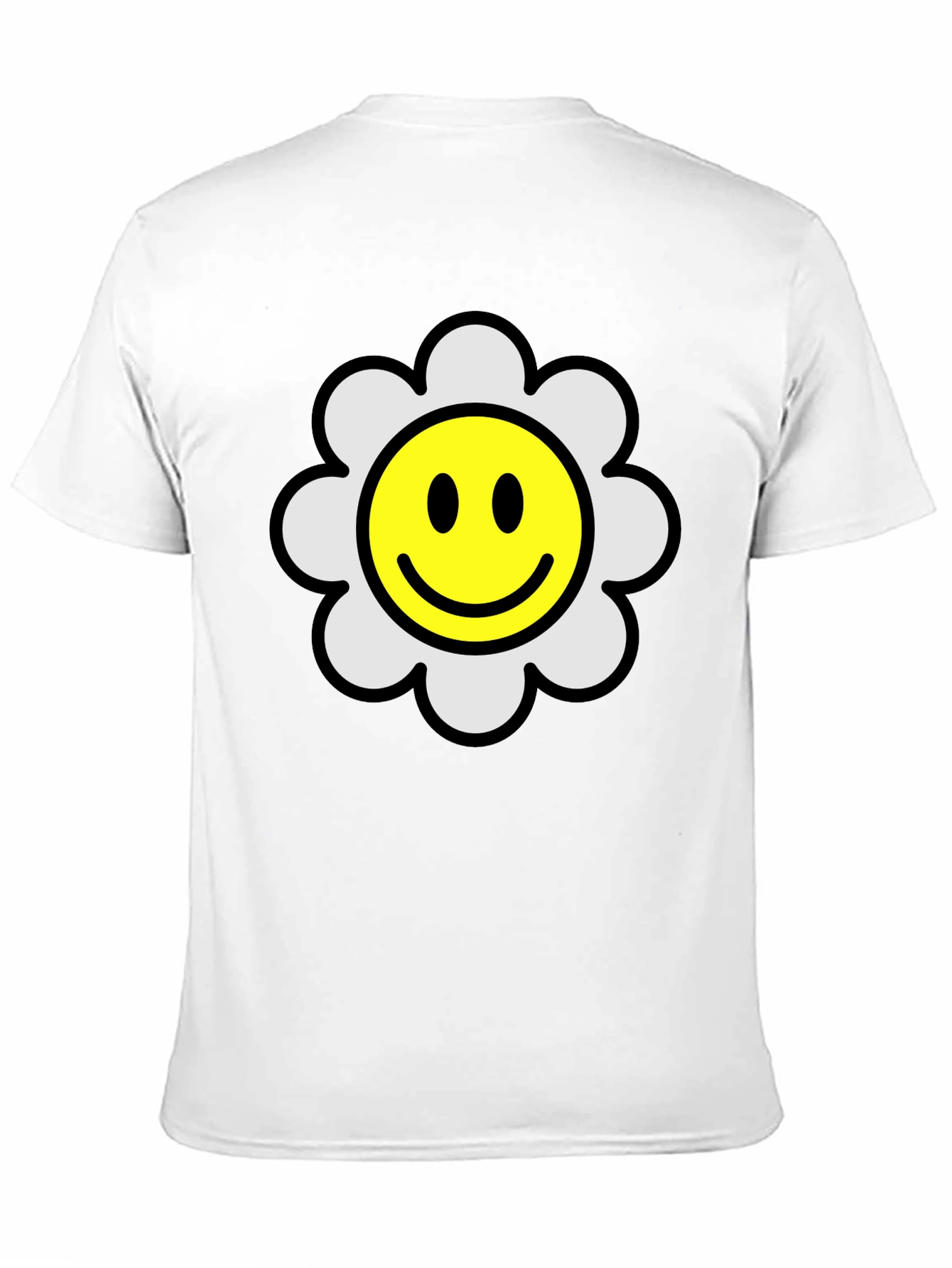 Smiley Flower Black T-Shirt