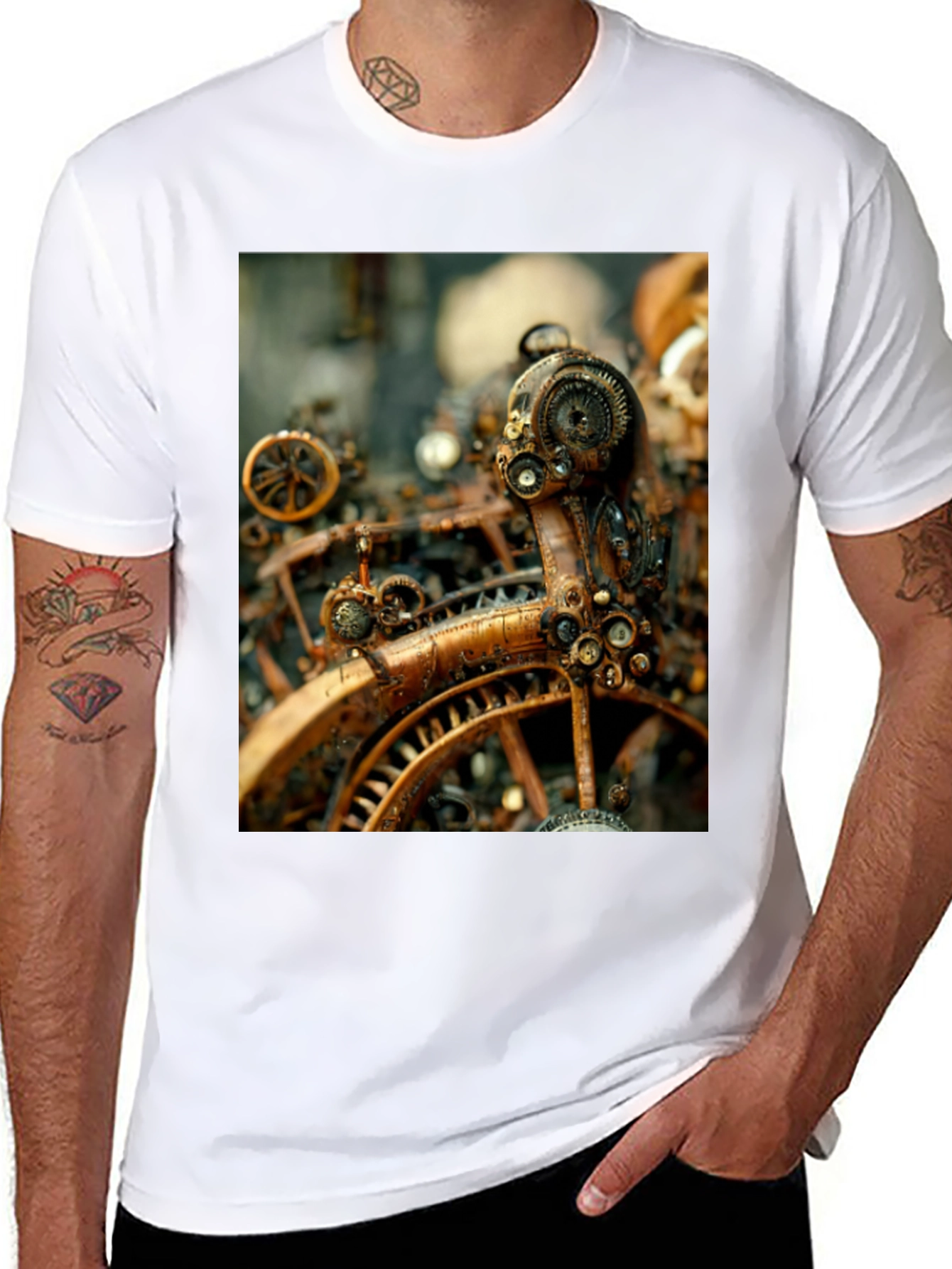 Steampunk Gears Graphic T-Shirt - Cogwheel Design