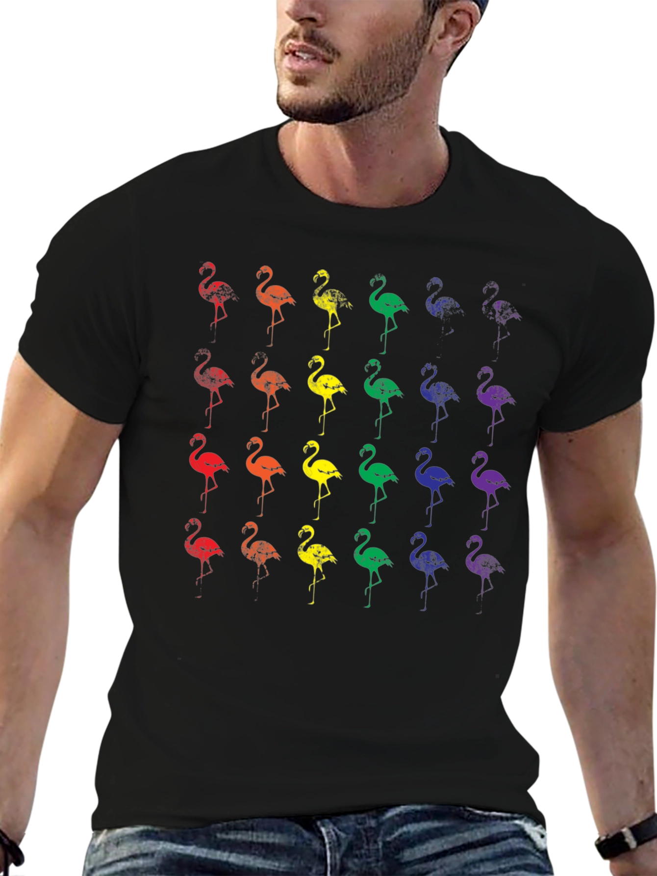 Rainbow Flamingo Graphic T-Shirt - Casual Style