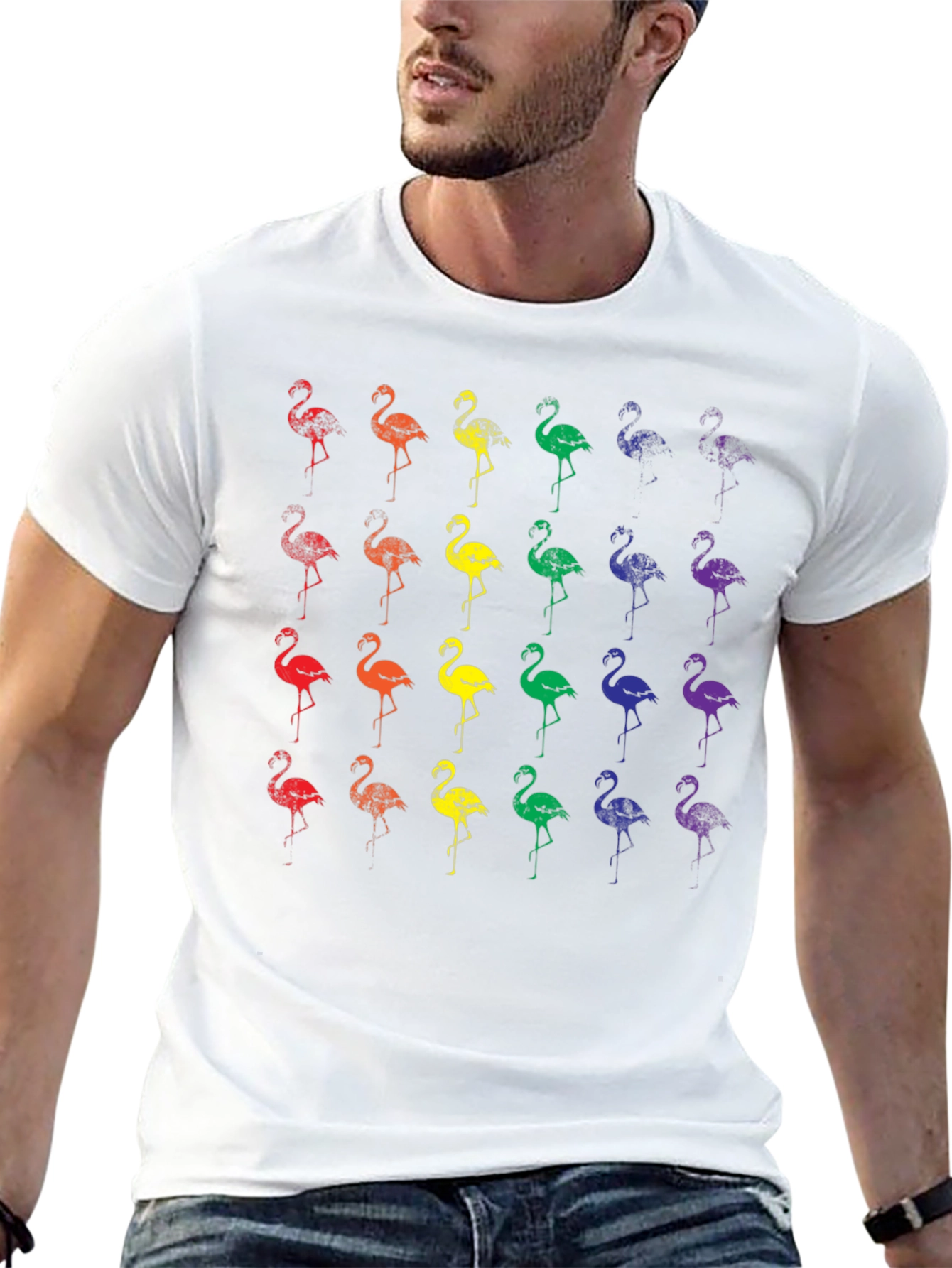 Rainbow Flamingo Graphic T-Shirt - Casual Style