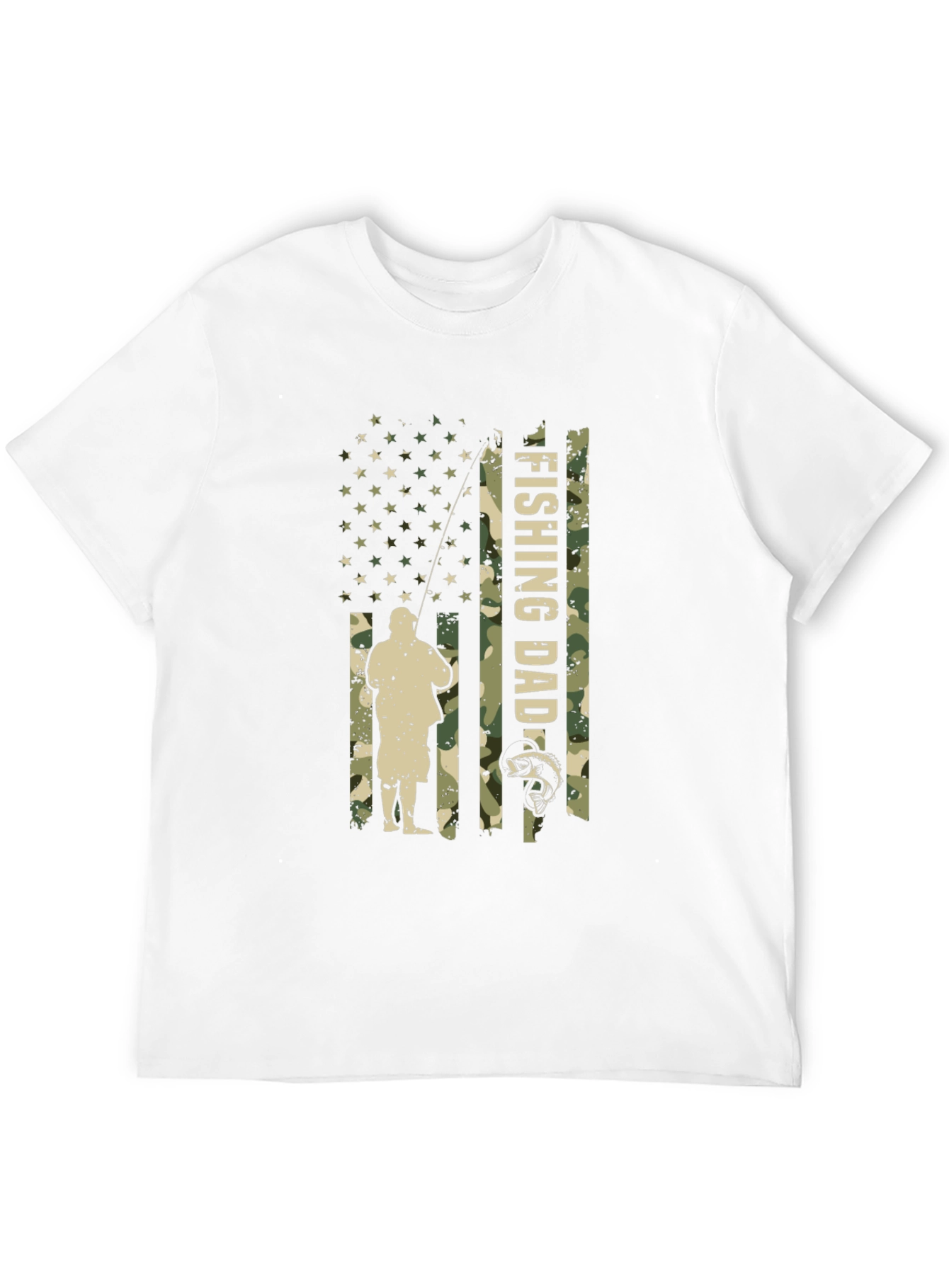 Fishing Dad Camo USA Flag T-Shirt