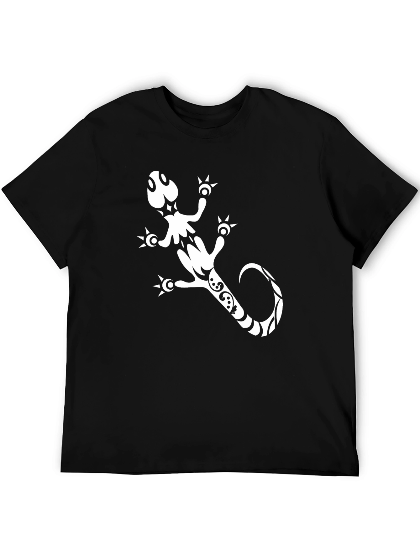 Black Gecko Graphic Tee - Cool Tribal Lizard Design