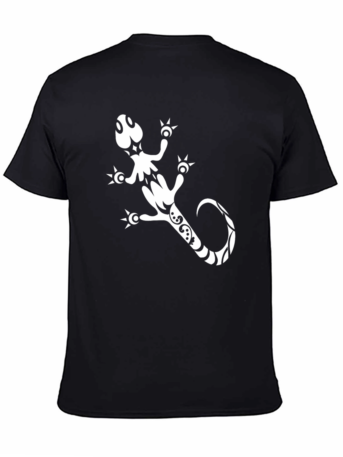 Black Gecko Graphic Tee - Cool Tribal Lizard Design