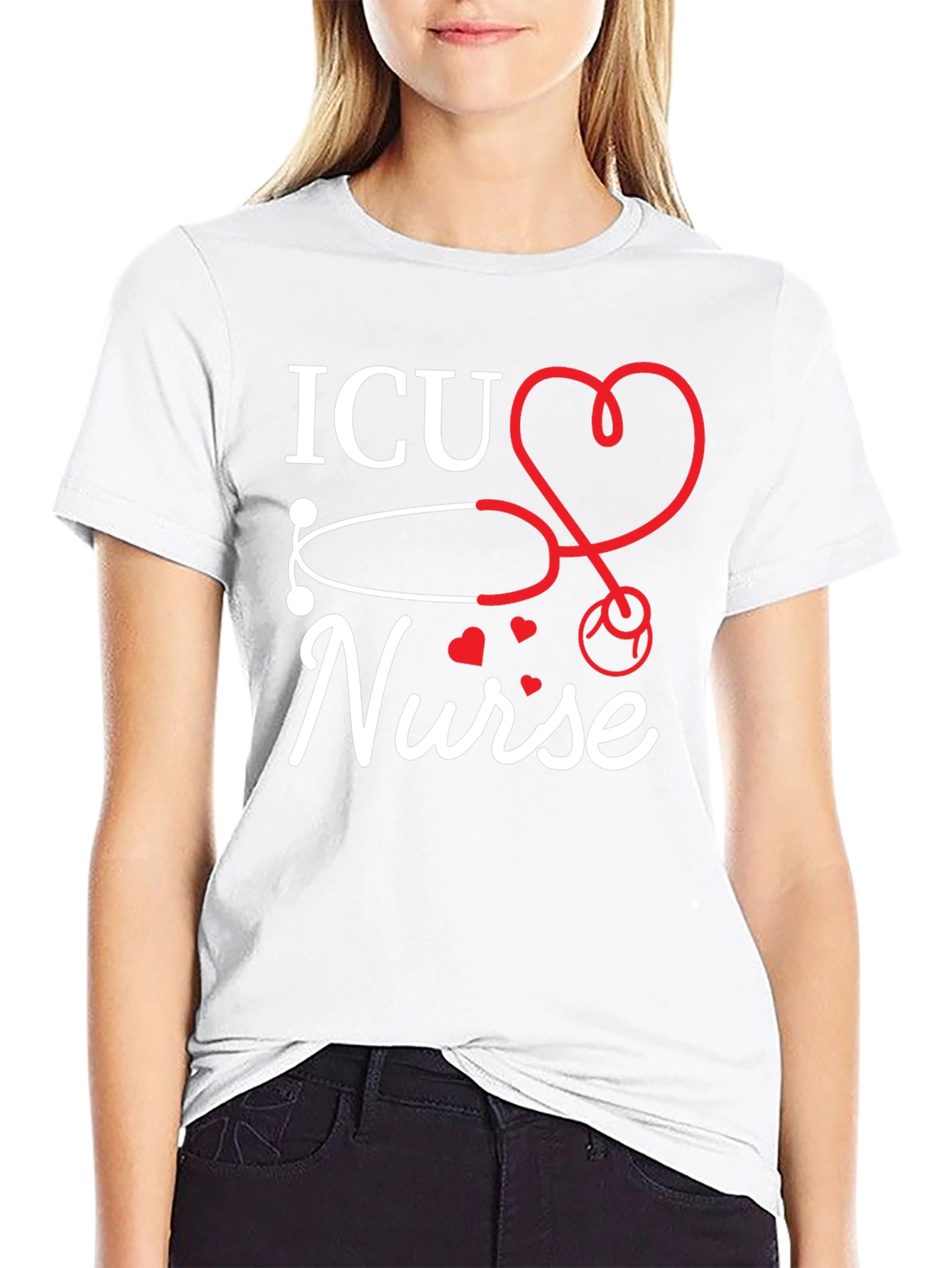 ICU Nurse Stethoscope Heart T-Shirt