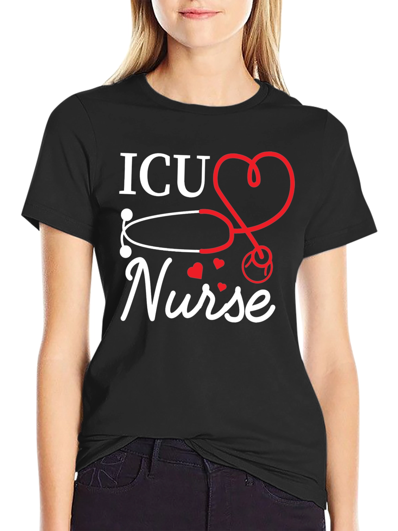ICU Nurse Stethoscope Heart T-Shirt