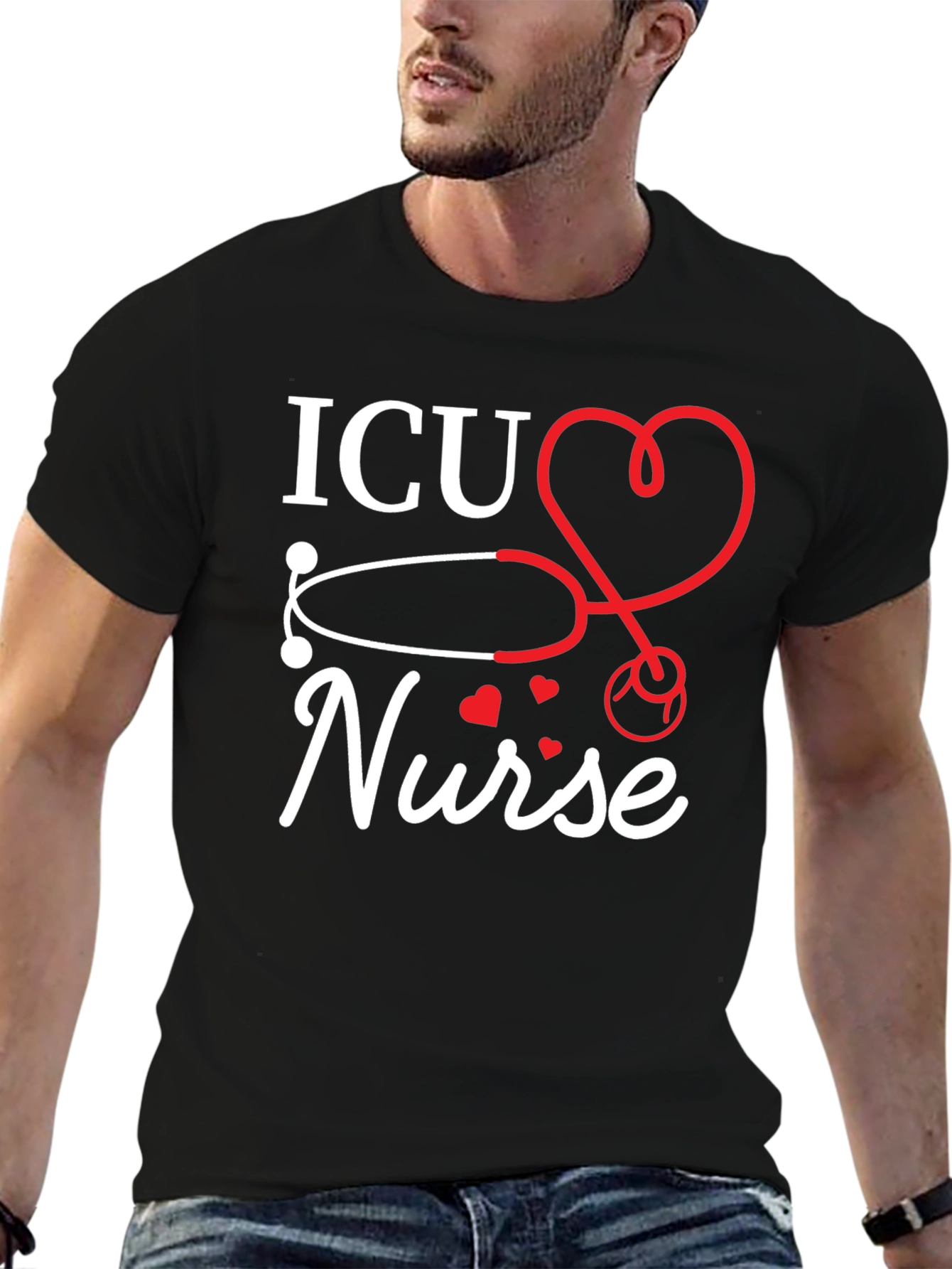 ICU Nurse Stethoscope Heart T-Shirt
