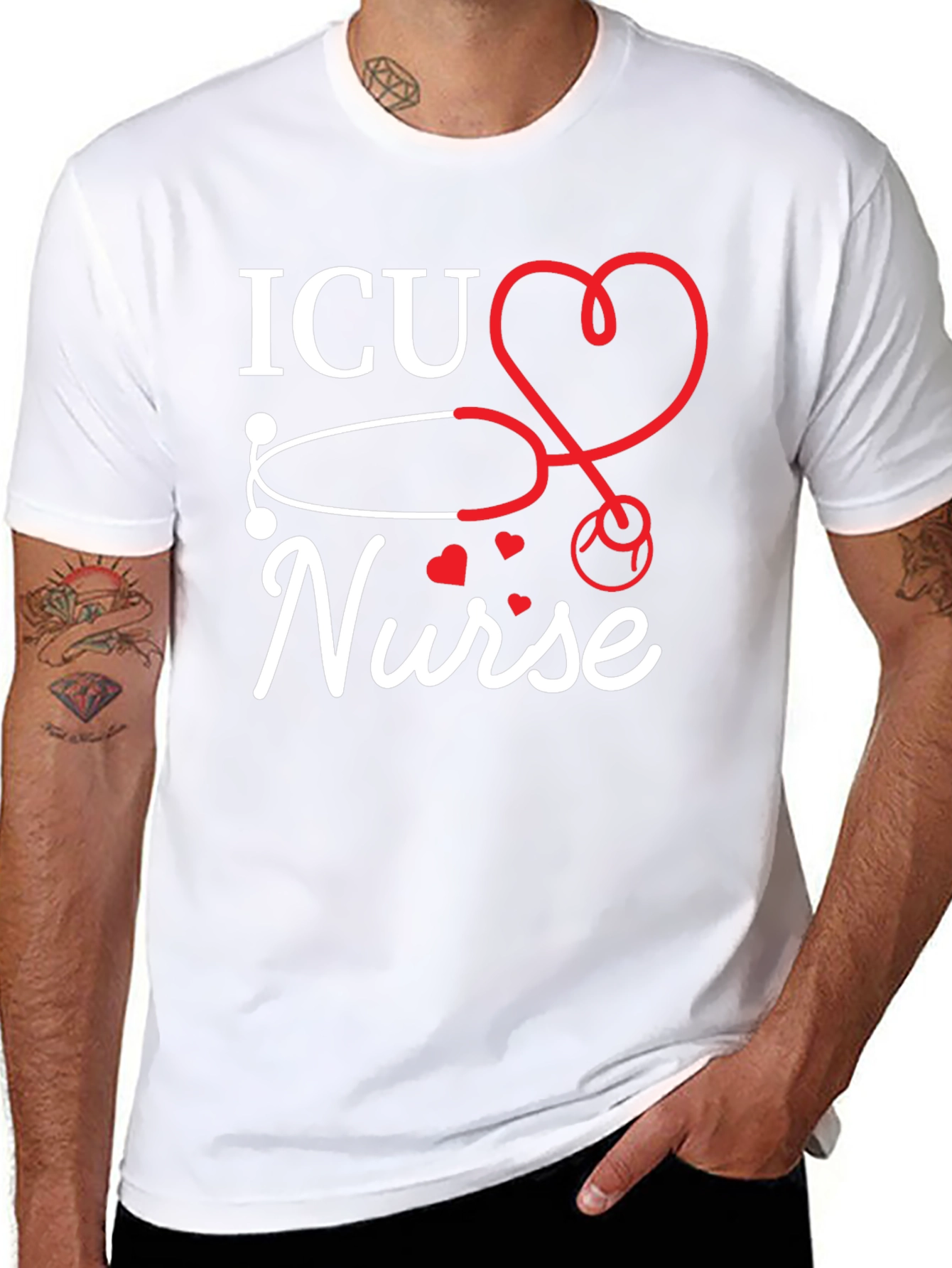 ICU Nurse Stethoscope Heart T-Shirt