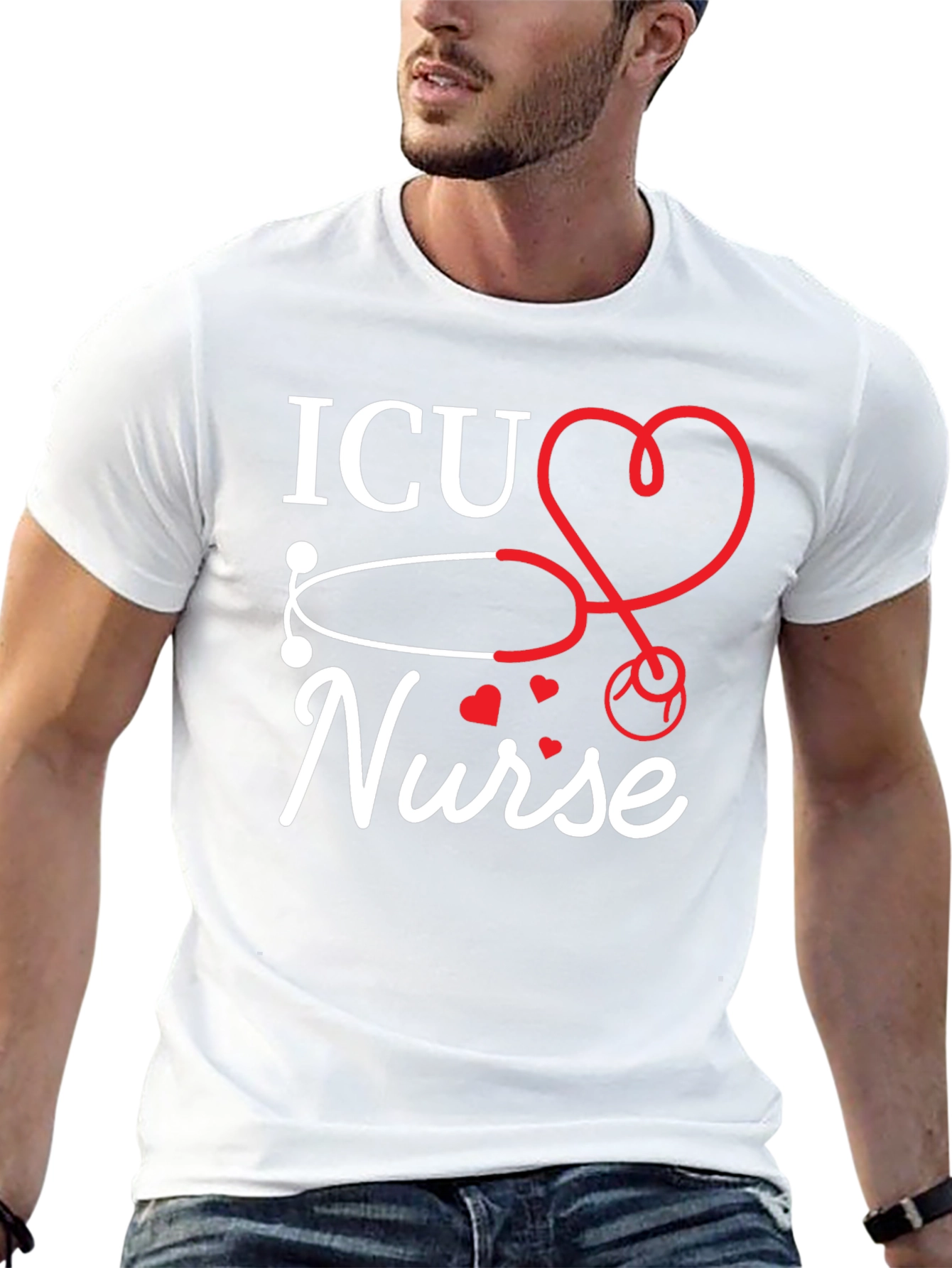 ICU Nurse Stethoscope Heart T-Shirt