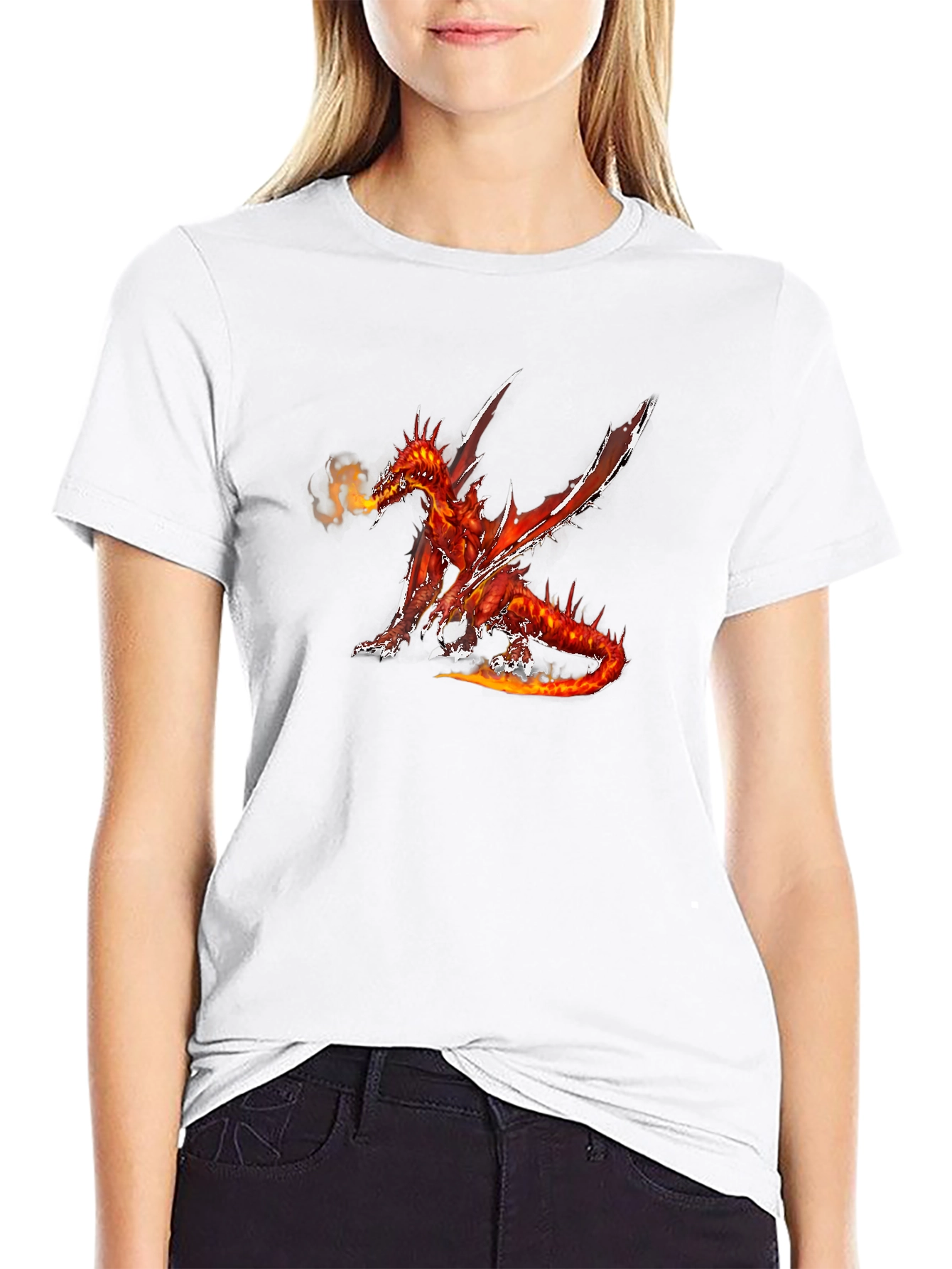 Fiery Dragon Graphic Black T-Shirt