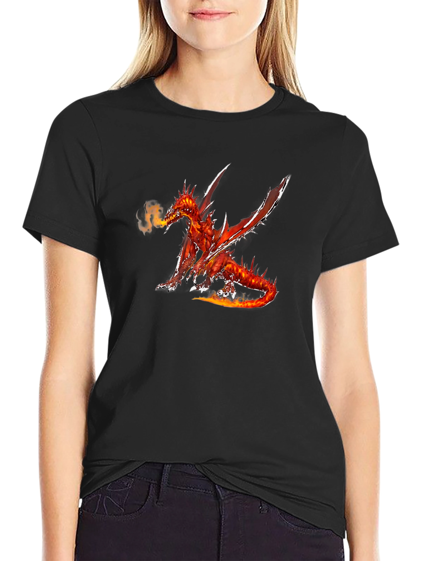 Fiery Dragon Graphic Black T-Shirt