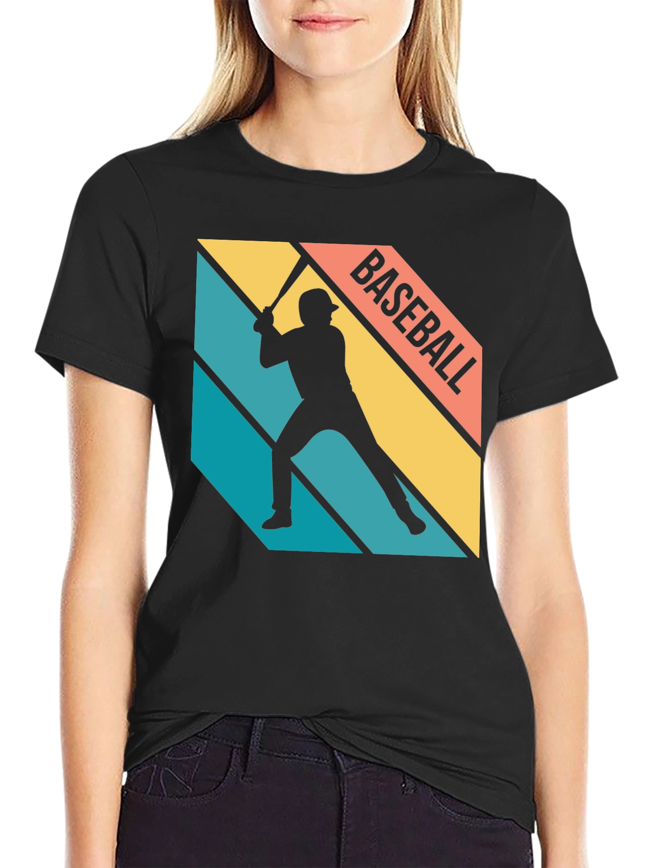 Baseball Silhouette Retro Graphic Tee