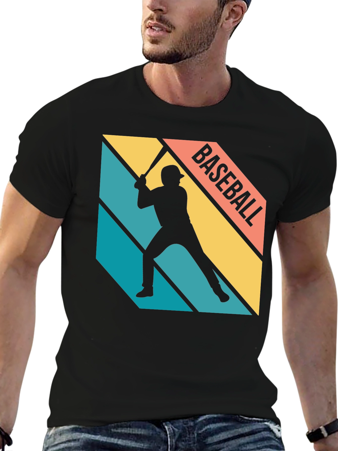 Baseball Silhouette Retro Graphic Tee