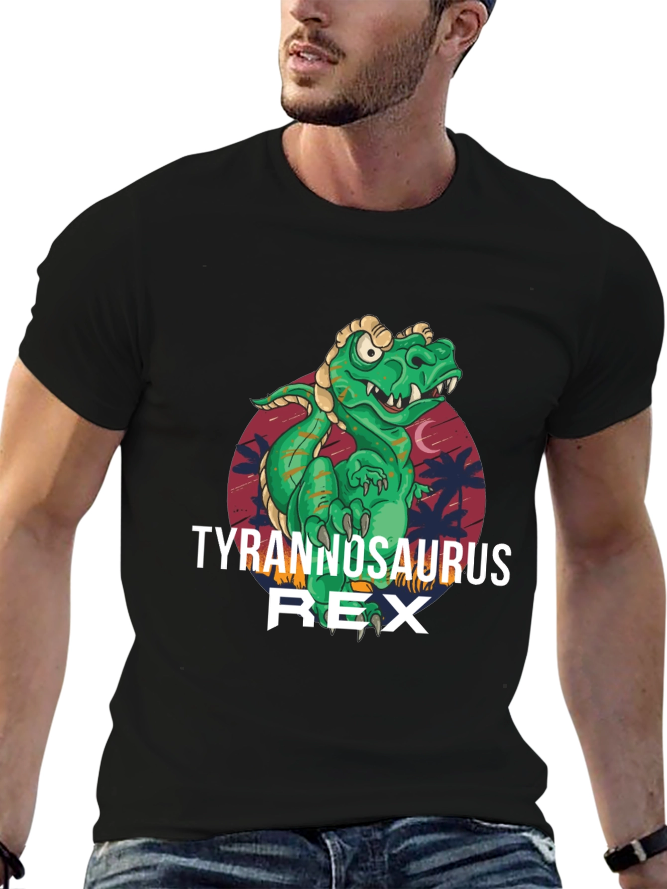 Tyrannosaurus Rex Graphic Print Black T-Shirt