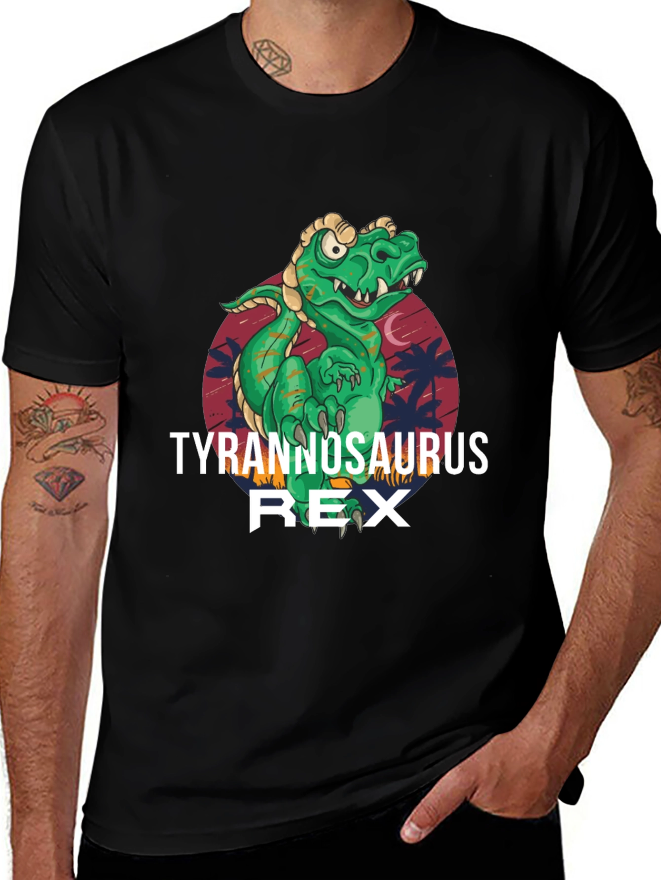 Tyrannosaurus Rex Graphic Print Black T-Shirt
