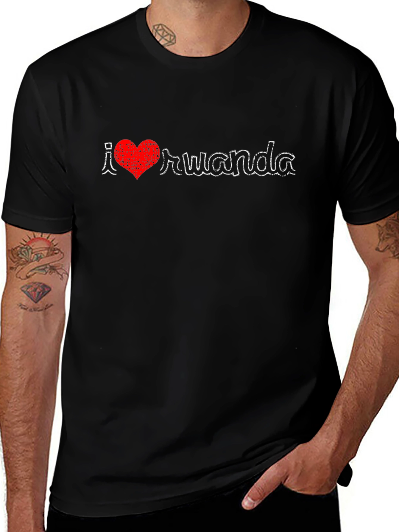 I Love Rwanda Tee - Black Graphic T-Shirt