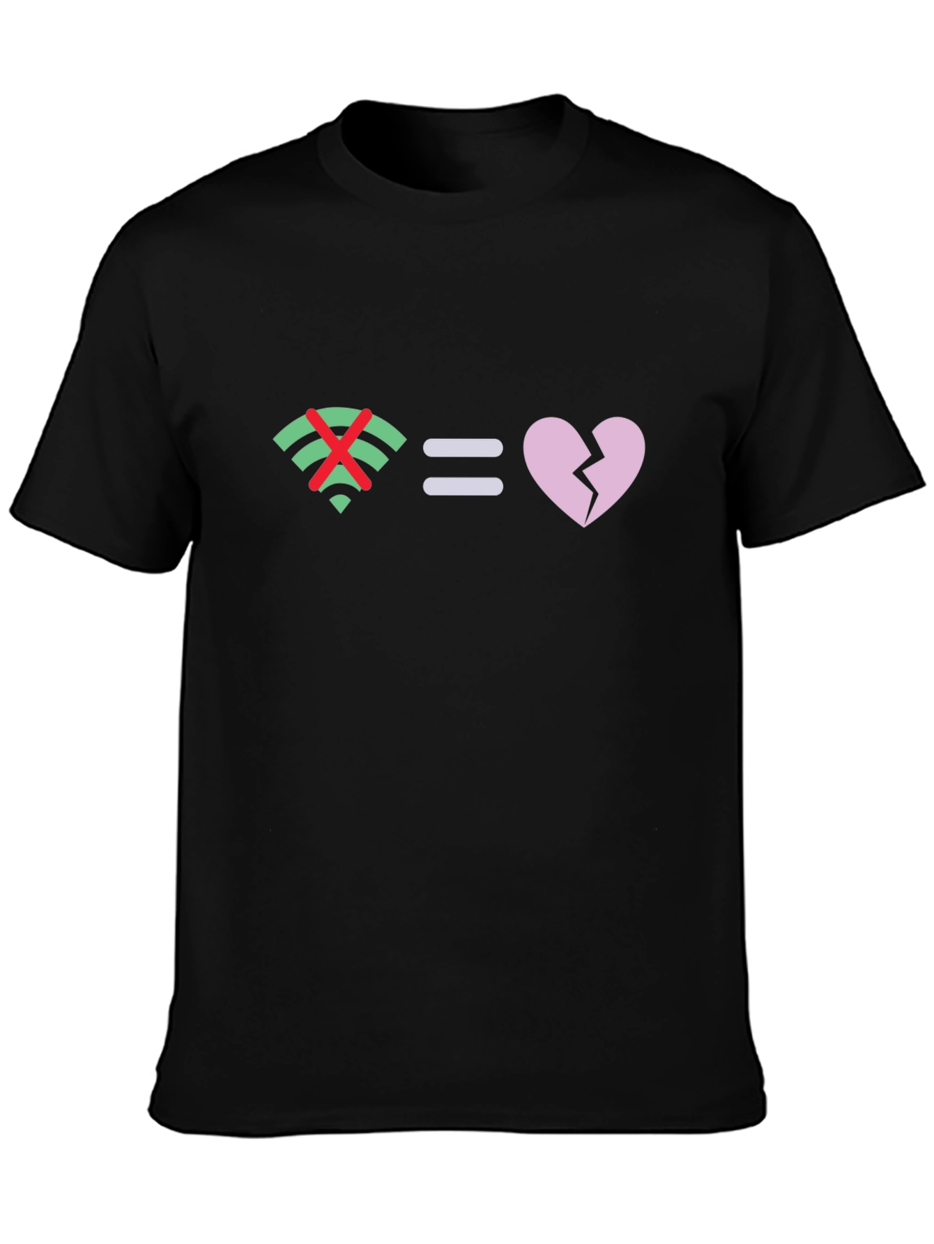 No Wifi Broken Heart Graphic Tee - Black Cotton