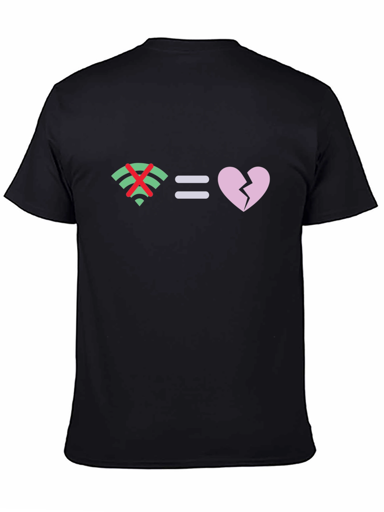 No Wifi Broken Heart Graphic Tee - Black Cotton