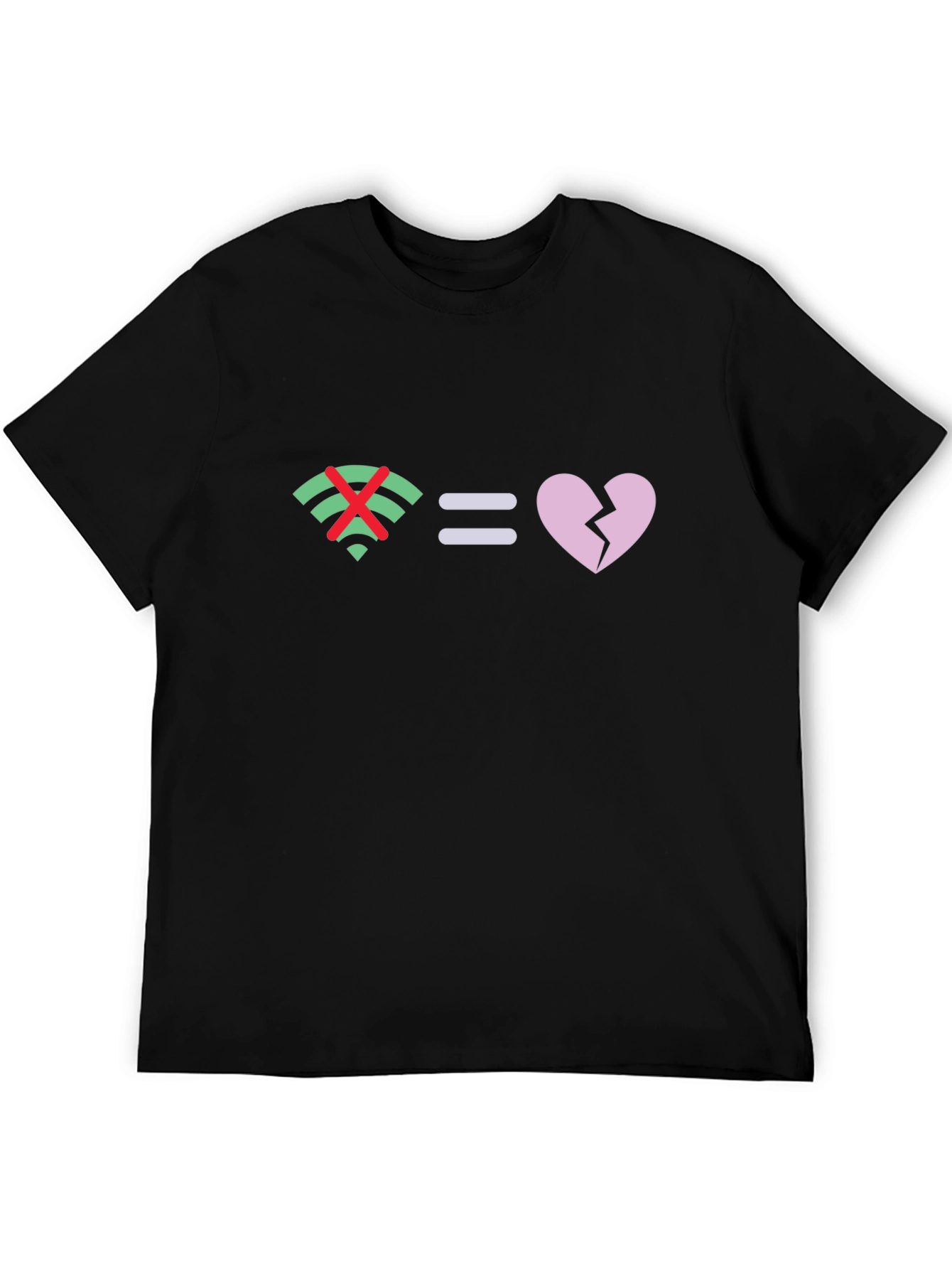 No Wifi Broken Heart Graphic Tee - Black Cotton