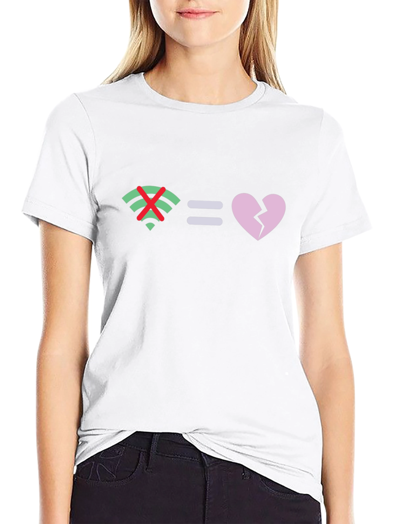 No Wifi Broken Heart Graphic Tee - Black Cotton