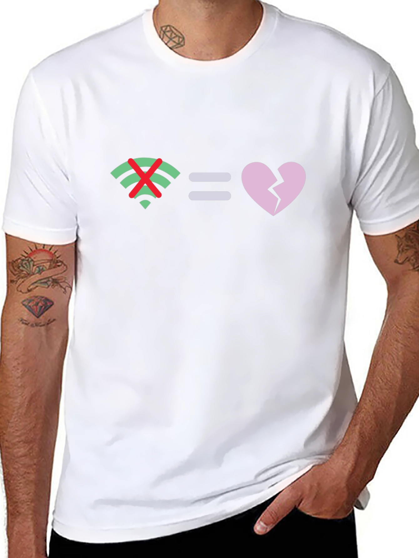 No Wifi Broken Heart Graphic Tee - Black Cotton