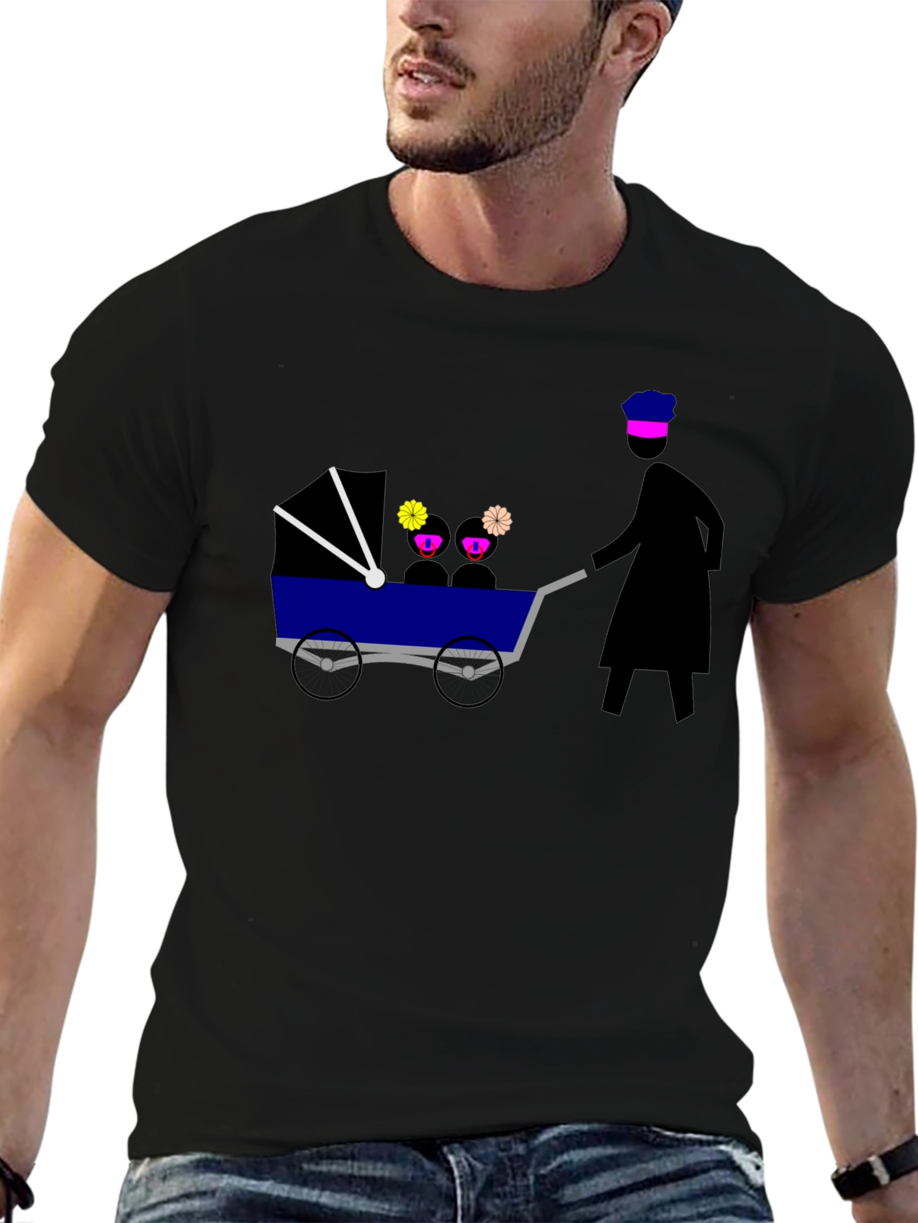 Novelty Graphic Tee - Silhouette Pushing Stroller