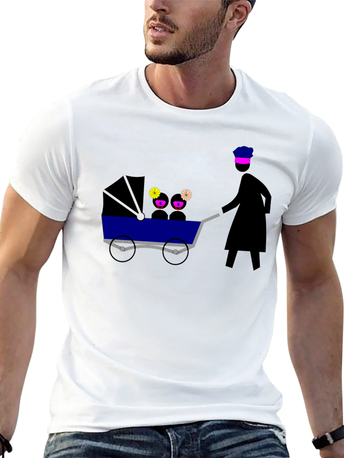 Novelty Graphic Tee - Silhouette Pushing Stroller