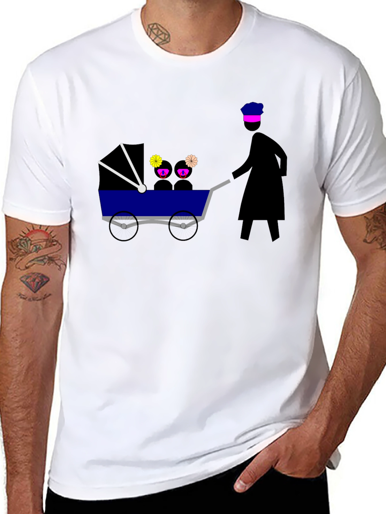 Novelty Graphic Tee - Silhouette Pushing Stroller