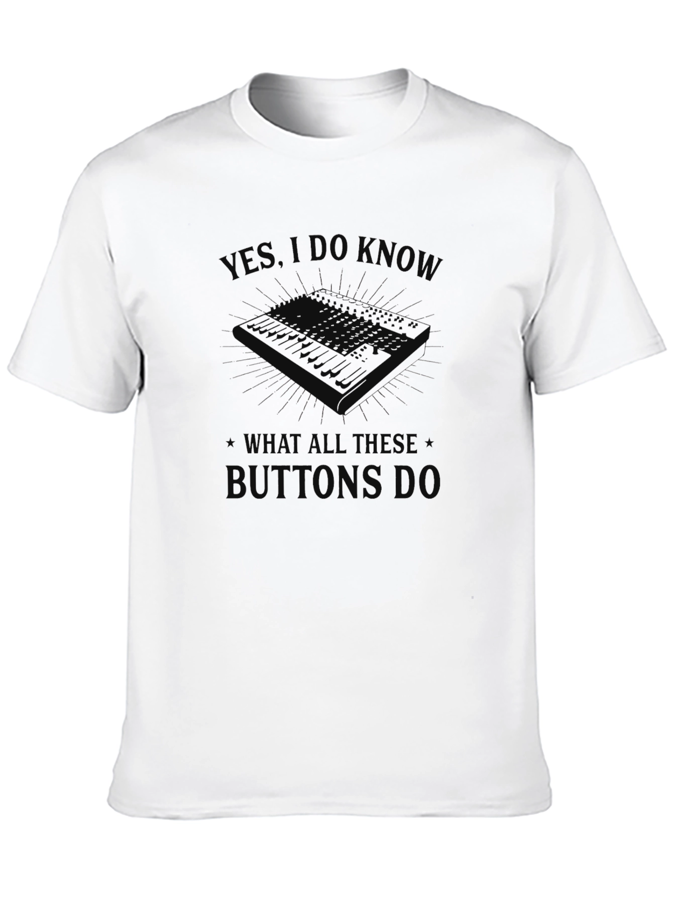 Keyboard Synthesizer Black Graphic T-Shirt
