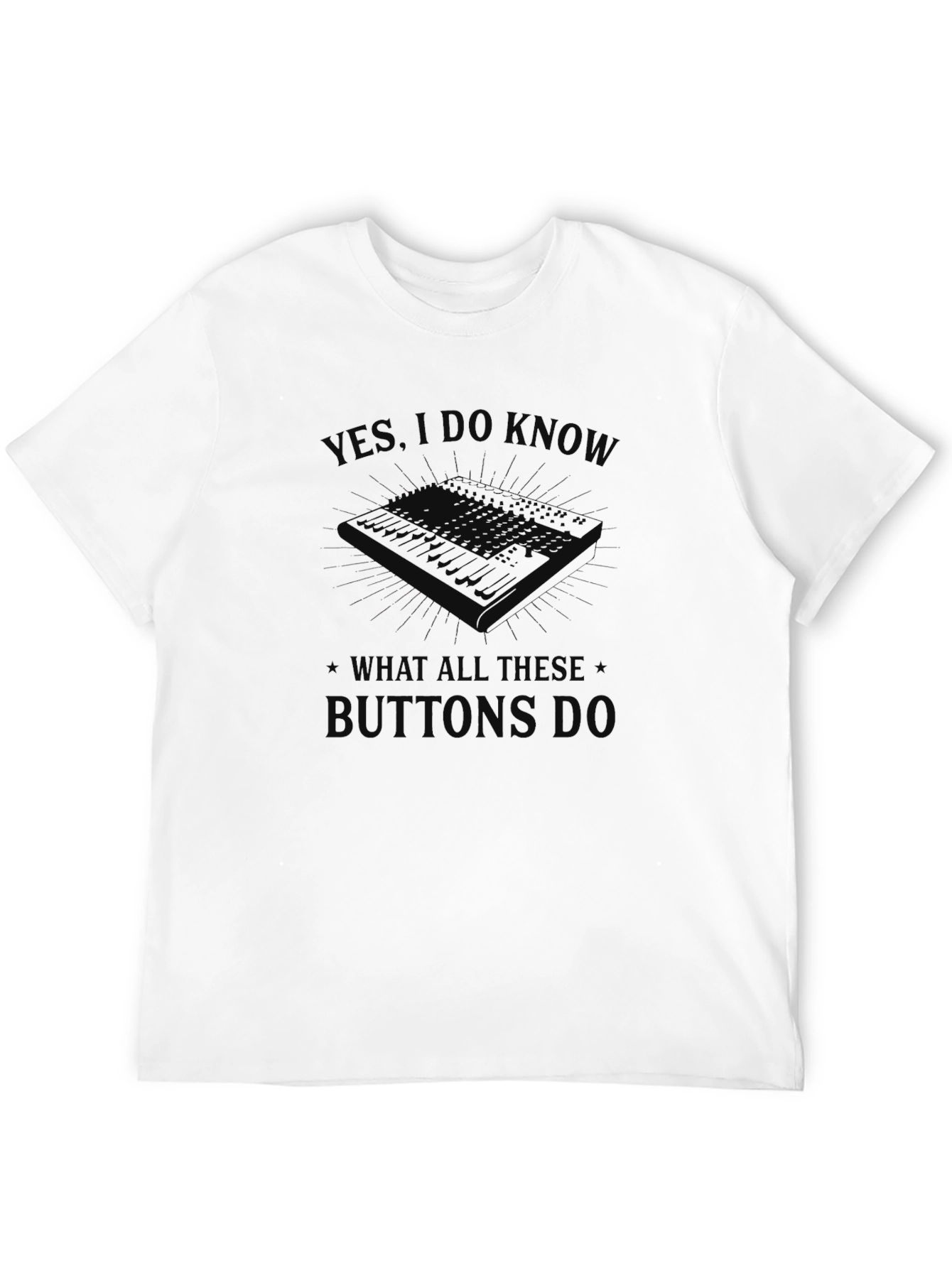 Keyboard Synthesizer Black Graphic T-Shirt