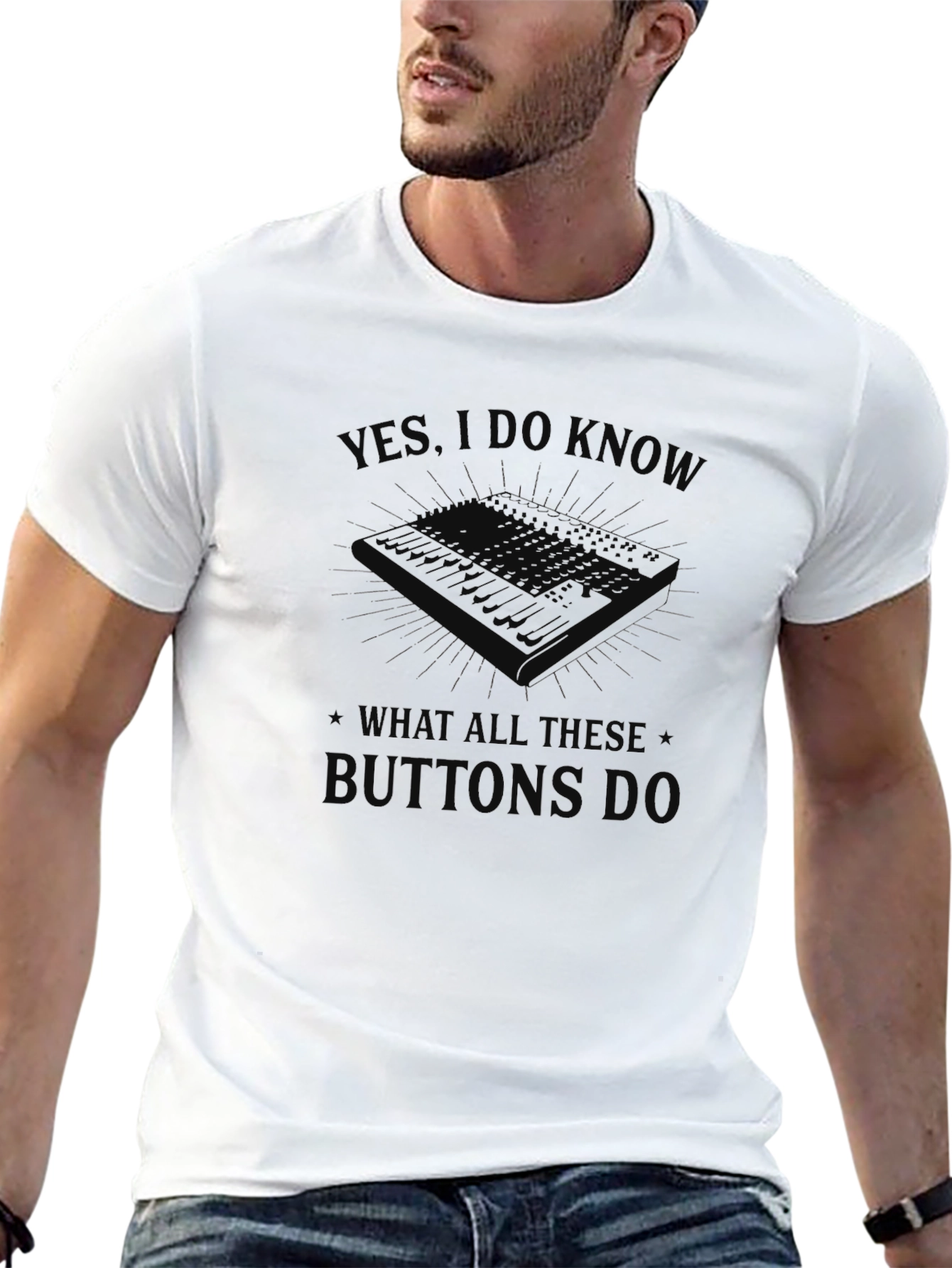 Keyboard Synthesizer Black Graphic T-Shirt