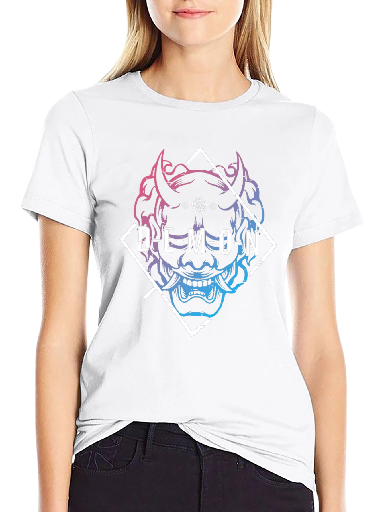 Demon Graphic Print Black T-Shirt