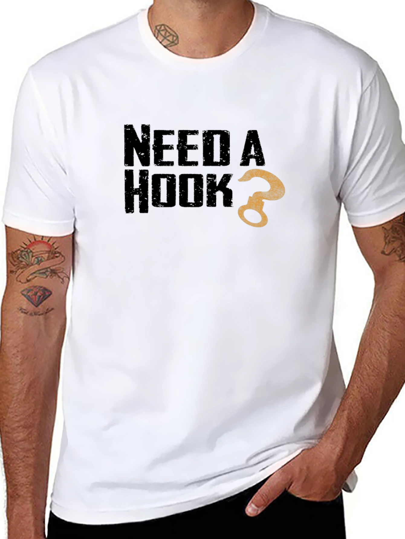 Need a Hook? Graphic Print Black T-Shirt
