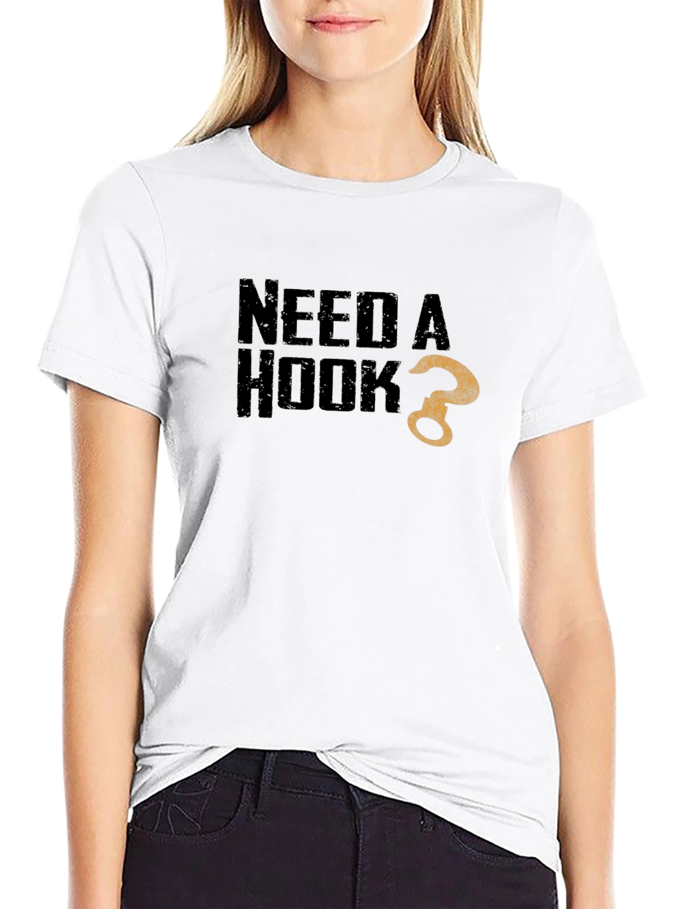 Need a Hook? Graphic Print Black T-Shirt