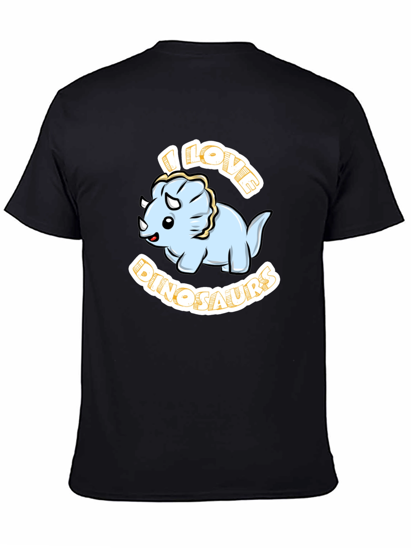 I Love Dinosaurs Triceratops Black T-Shirt