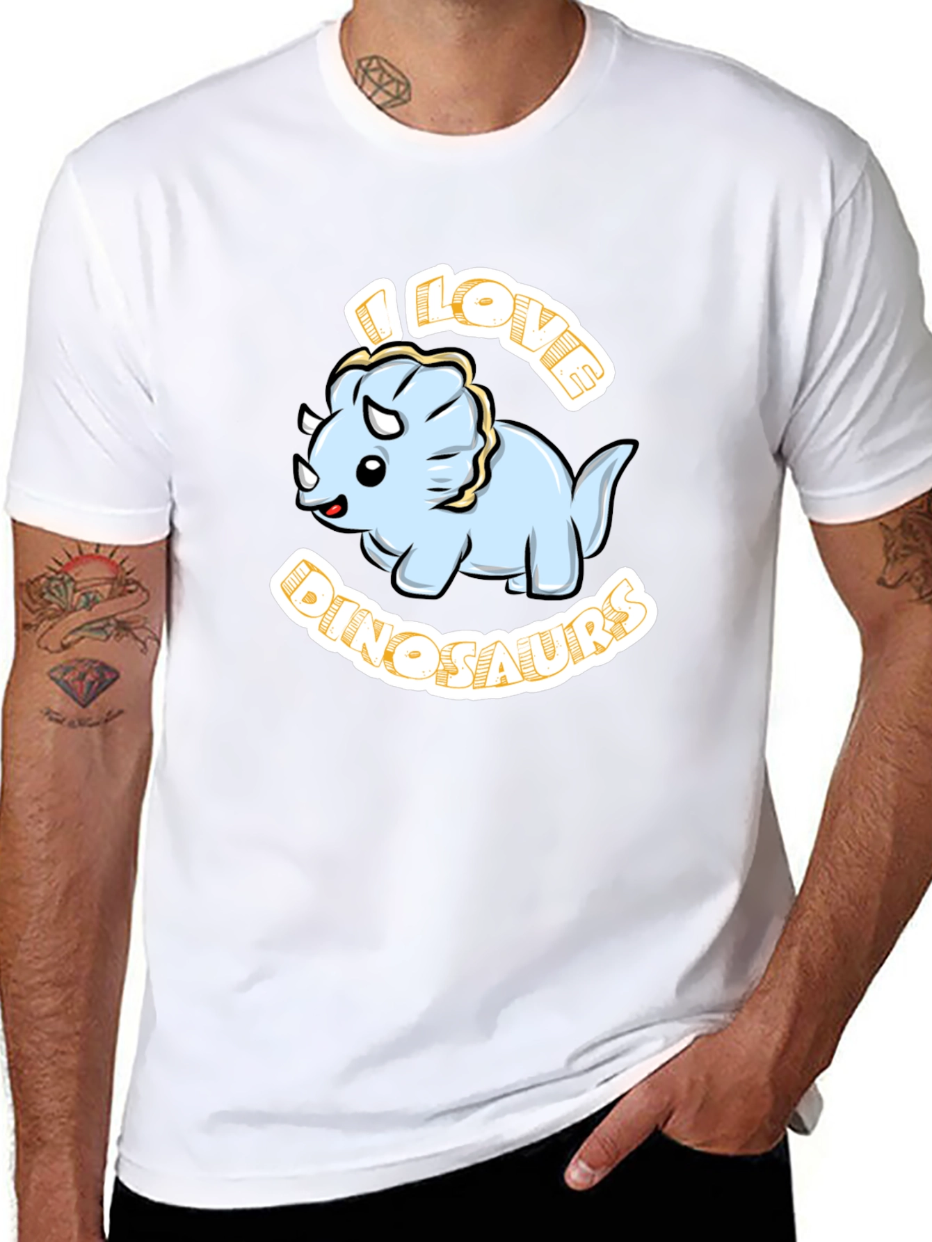 I Love Dinosaurs Triceratops Black T-Shirt