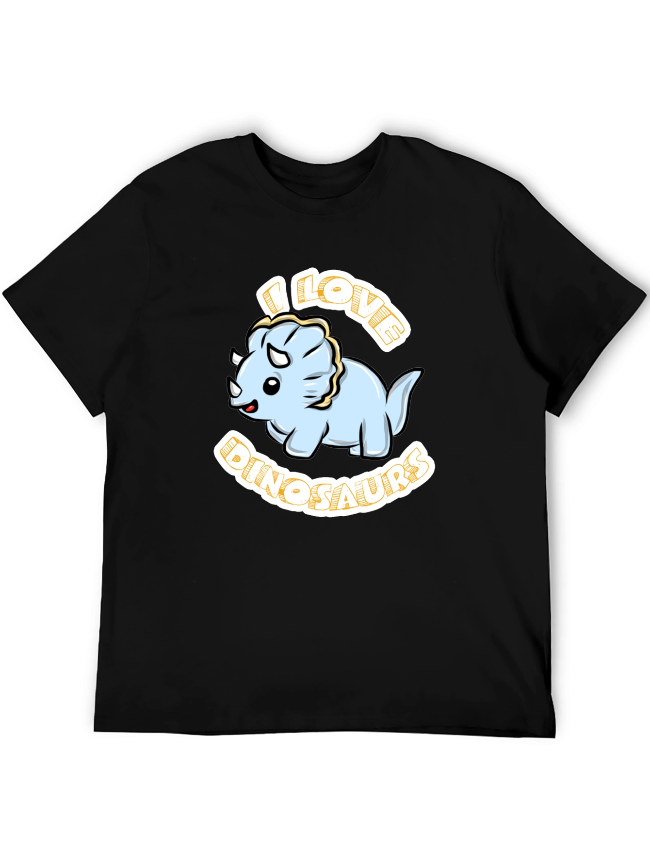 I Love Dinosaurs Triceratops Black T-Shirt