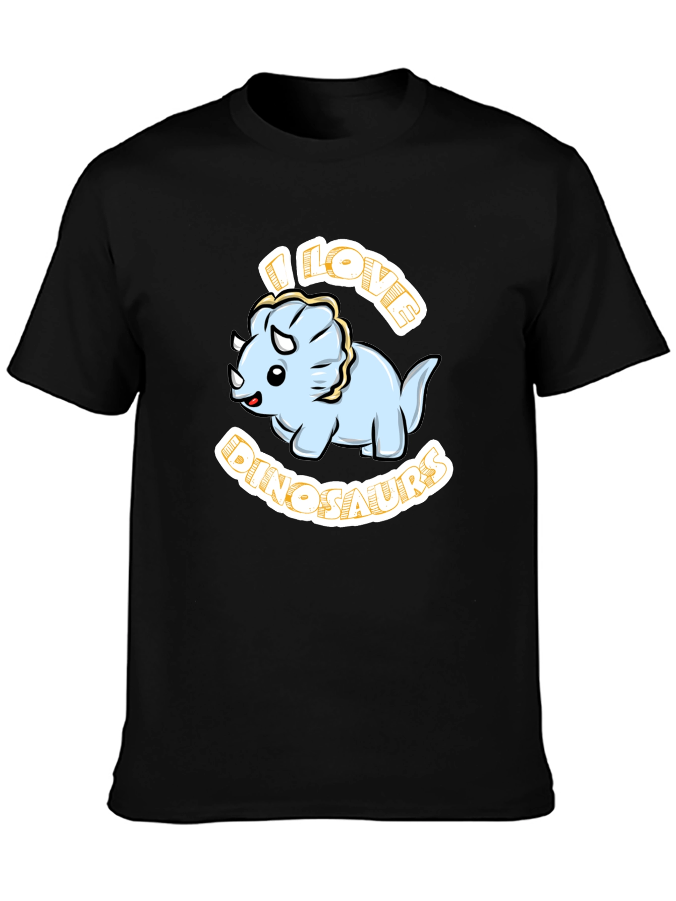I Love Dinosaurs Triceratops Black T-Shirt