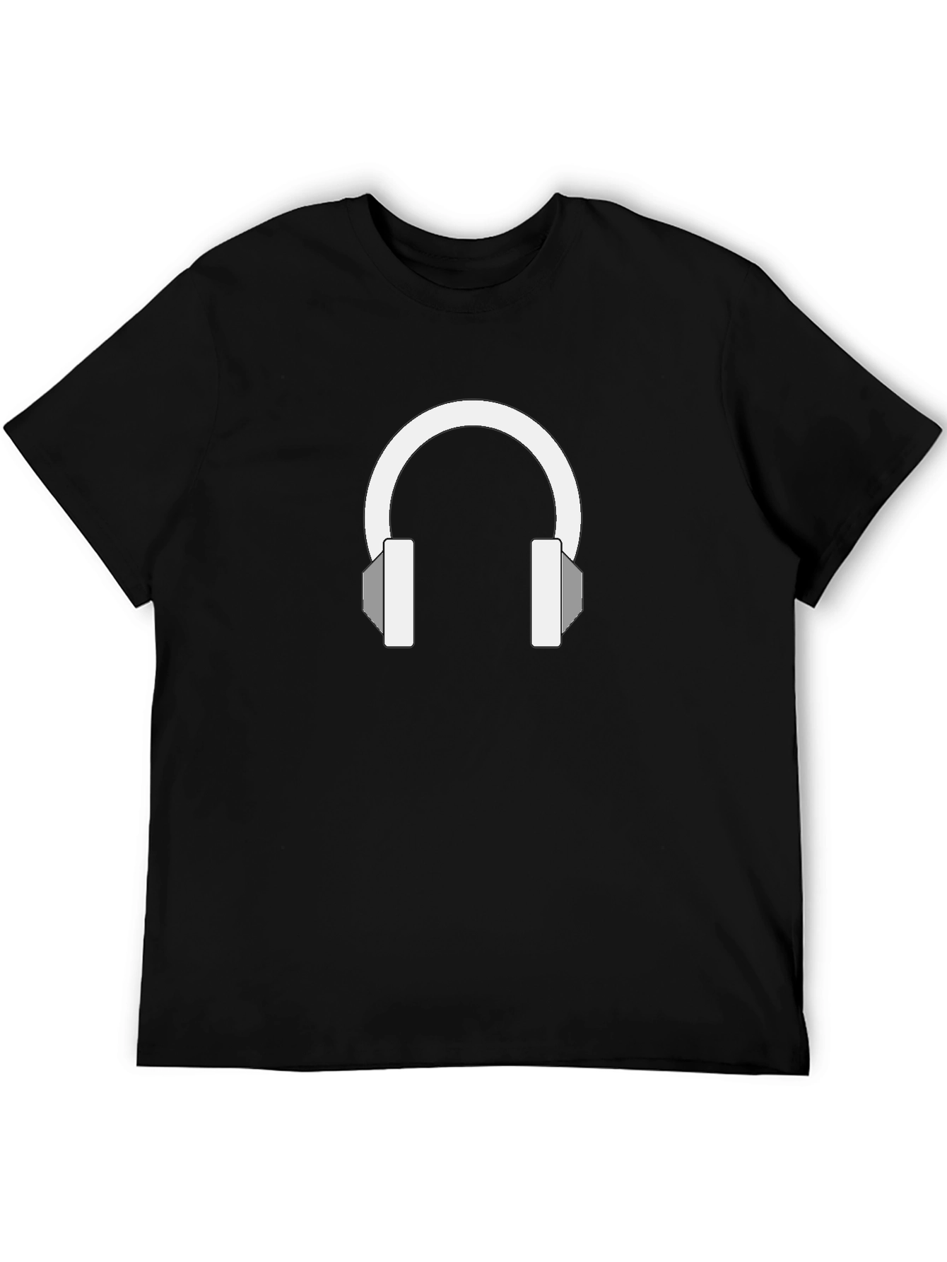 Black T-Shirt with Headphones Graphic