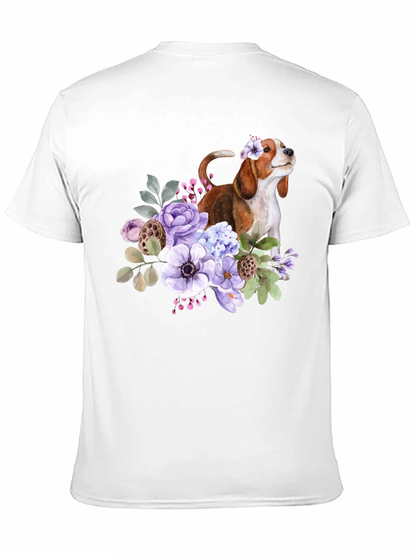 Floral Beagle Dog Graphic T-Shirt