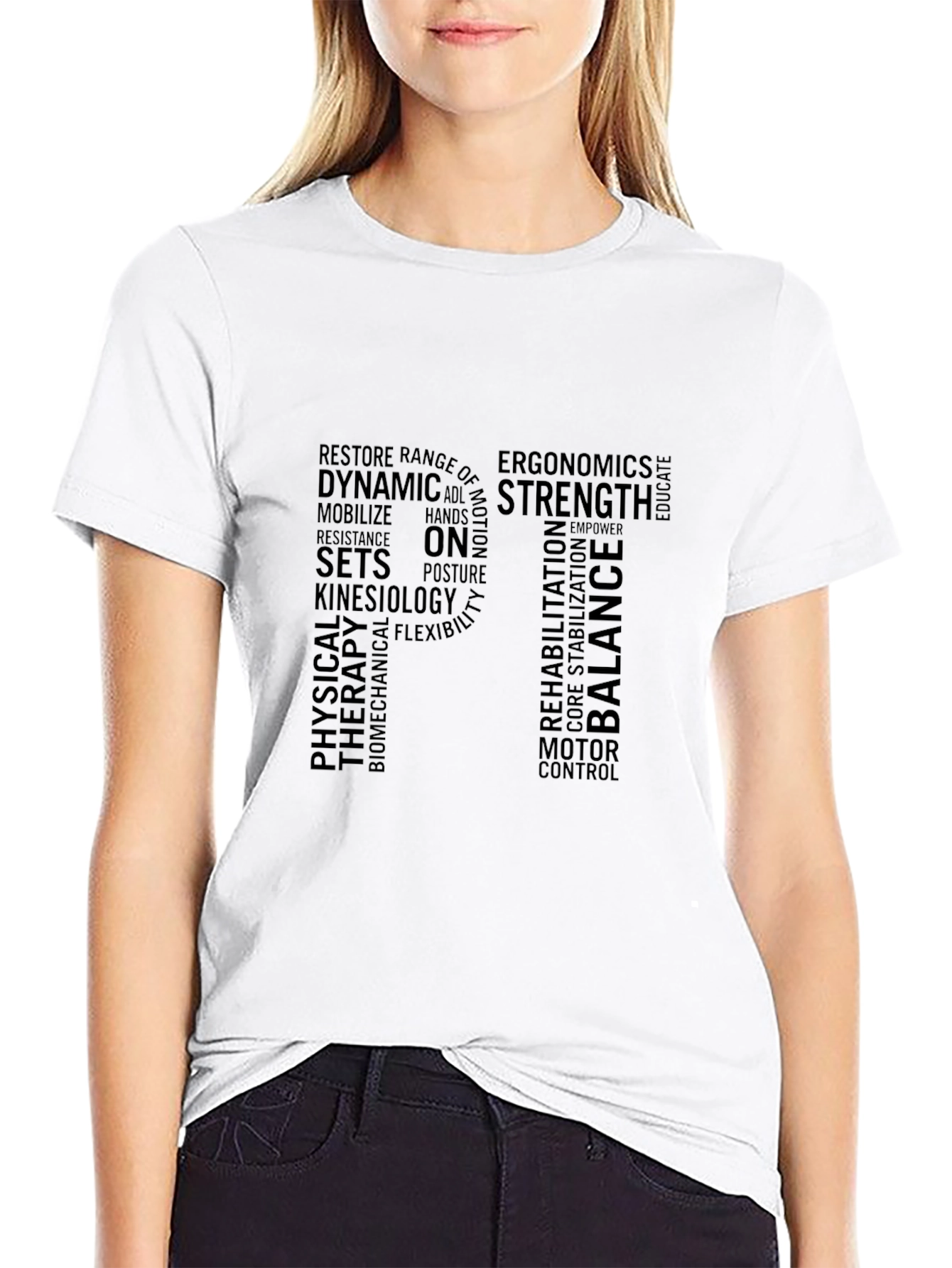 Physical Therapy Word Art Black T-Shirt