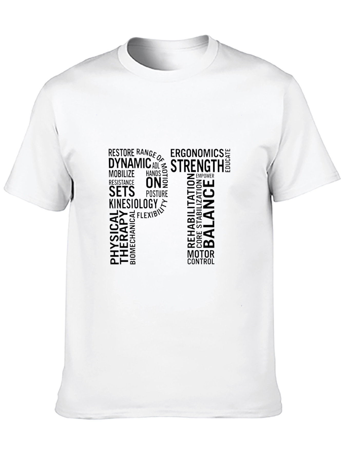 Physical Therapy Word Art Black T-Shirt