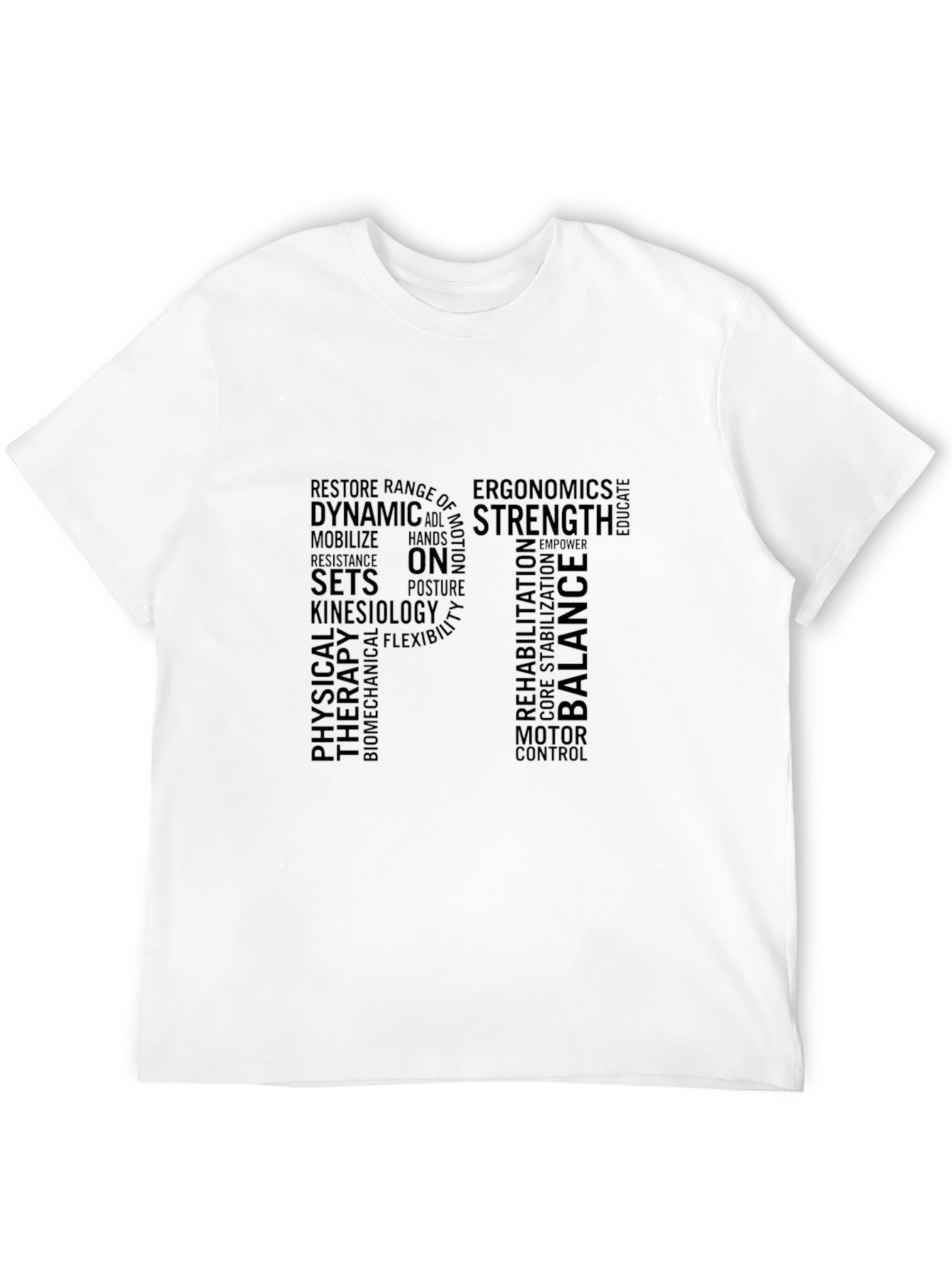 Physical Therapy Word Art Black T-Shirt