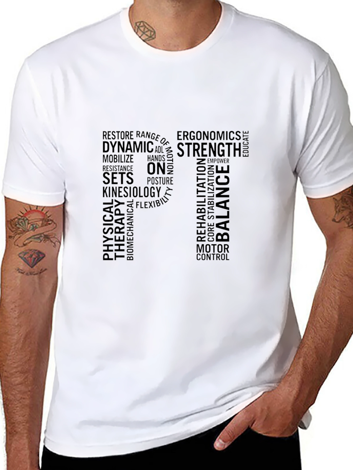Physical Therapy Word Art Black T-Shirt