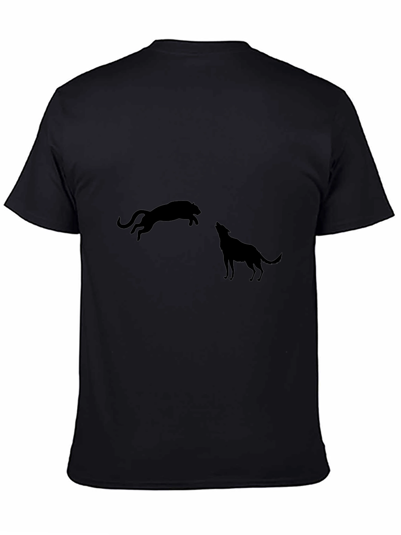 Black Panther and Wolf Graphic T-Shirt