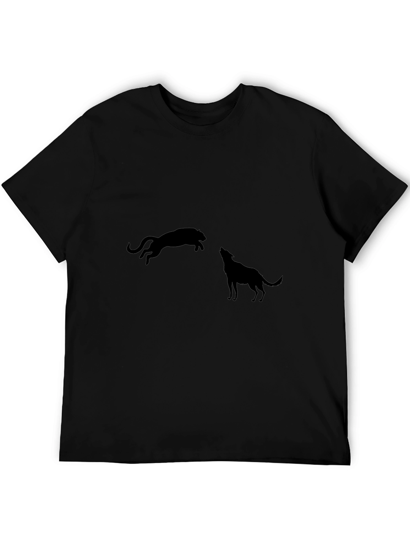 Black Panther and Wolf Graphic T-Shirt