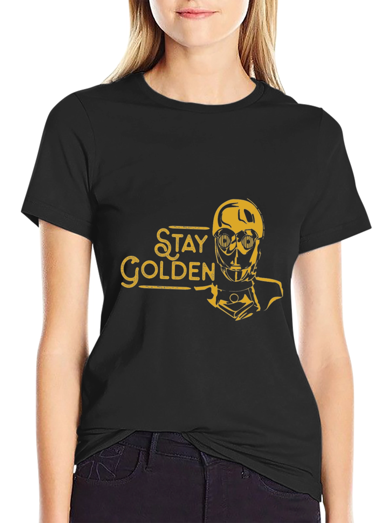 Stay Golden Robot Graphic Tee - Black