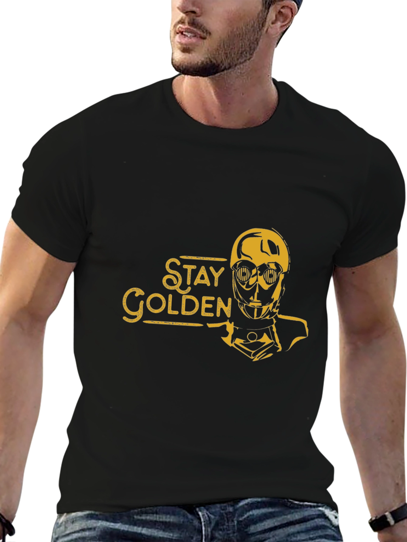 Stay Golden Robot Graphic Tee - Black