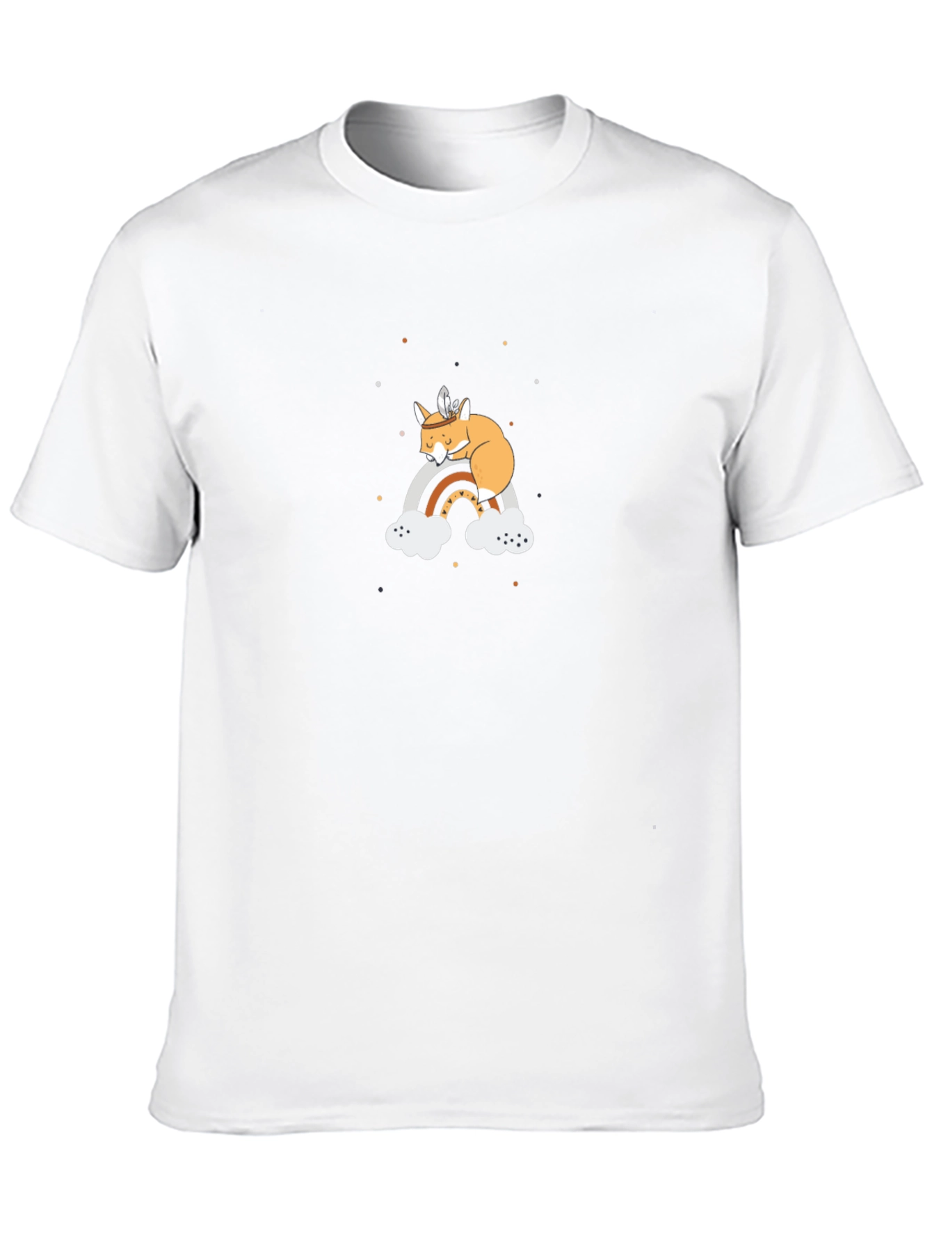 Dreamy Fox on Rainbow Black T-Shirt