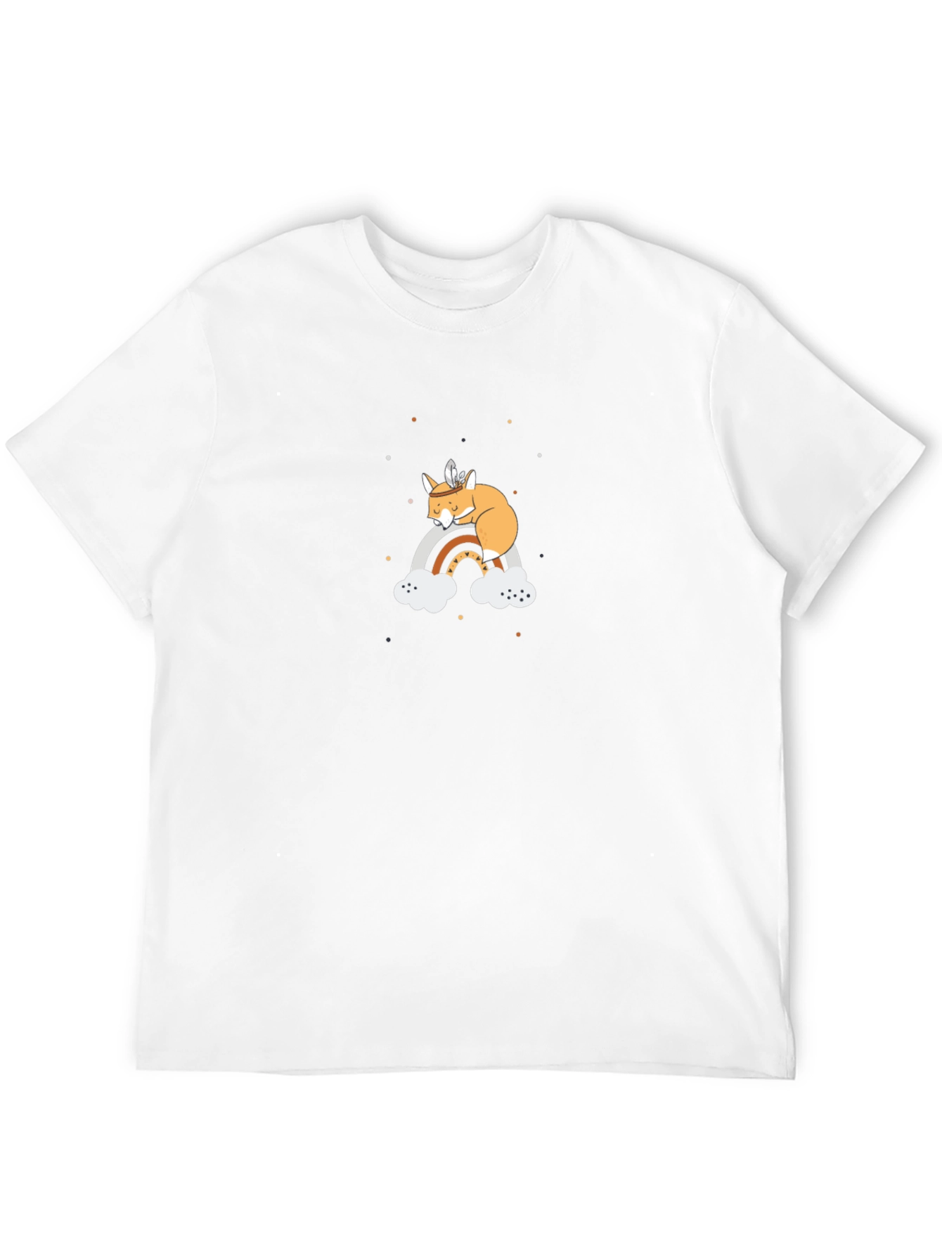 Dreamy Fox on Rainbow Black T-Shirt