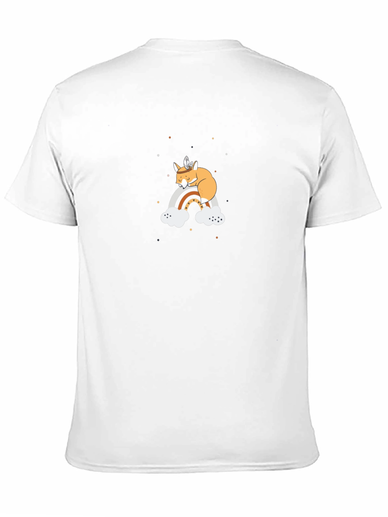 Dreamy Fox on Rainbow Black T-Shirt
